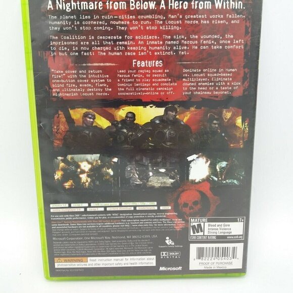 Gears of War 1 Microsoft Xbox 360 Complete & Tested Xbox Live 2006 - Picture 5 of 10